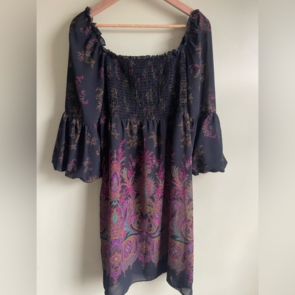 MSK Black Floral Dress - Picture 1 of 8